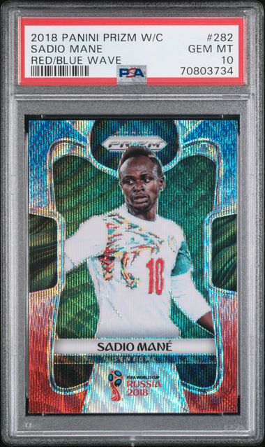 2018 Panini Prizm W/C Red Blue Wave Sadio Mane #282 PSA 10 Gem Mint