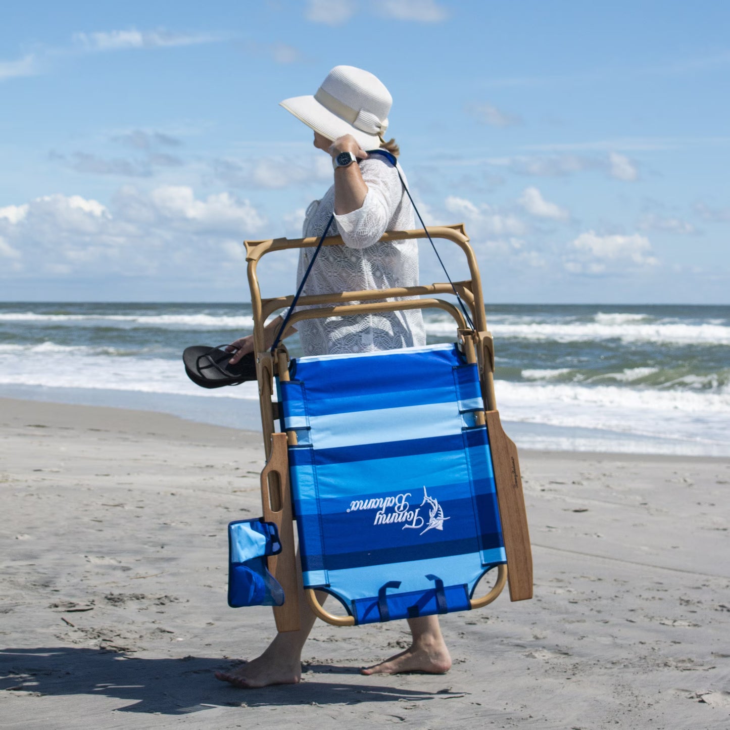 Tommy Bahama Hi-Boy Beach Chair - Blue Stripes