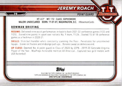 2022 Bowman University Jeremy Roach 1st Bowman #79