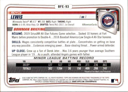 2020 Bowman 1st Royce Lewis #BP-93 Minnesota Twins