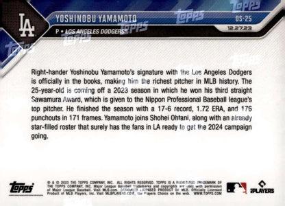 Yoshinobu Yamamoto - 2023 MLB TOPPS NOW Card #OS25