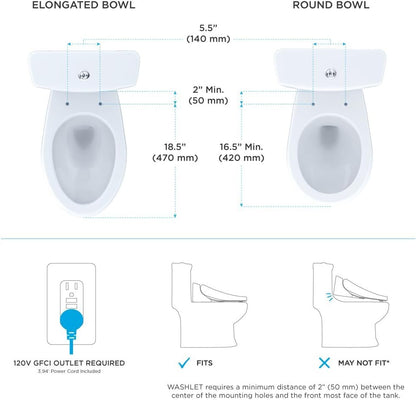TOTO WASHLET T1SW2024 Electronic Bidet Seat with Remote, Elongated, White - Open Box