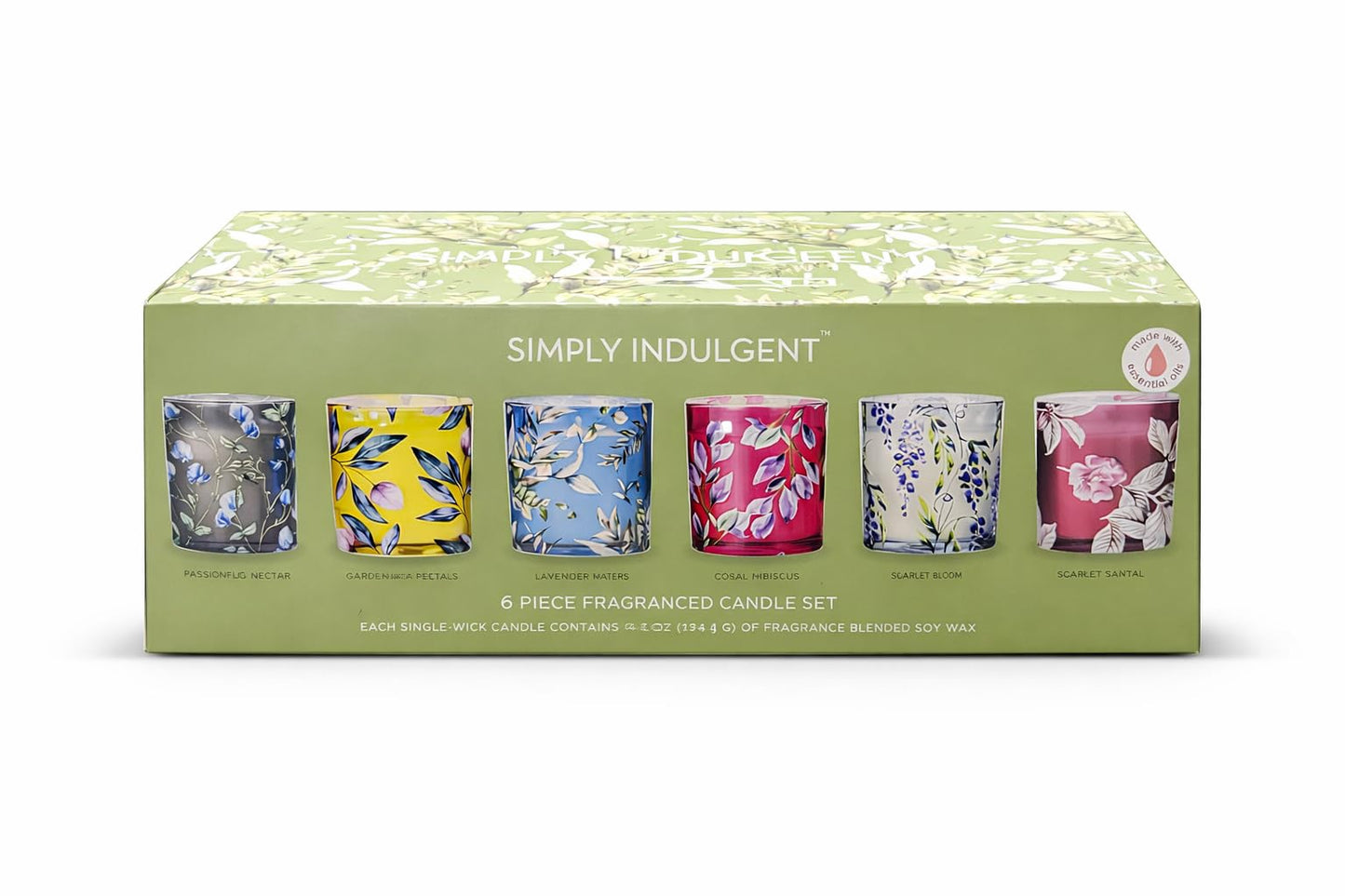 Simply Indulgent 7oz Floral Candle Set, 6-pack