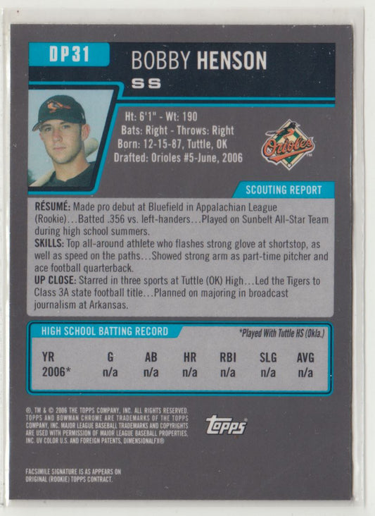 2006 Bowman Chrome Bobby Henson RC #DP31