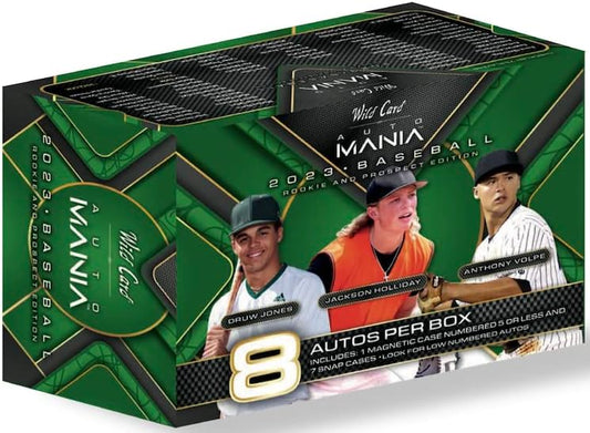 2023 WILD CARD AUTO MANIA BASEBALL FACTORY SEALED BOX 8 AUTOS ROOKIE & PROSPECTS