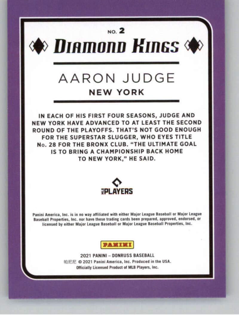 2021 Panini Donruss Diamond Kings DK Aaron Judge #2 New York Yankees