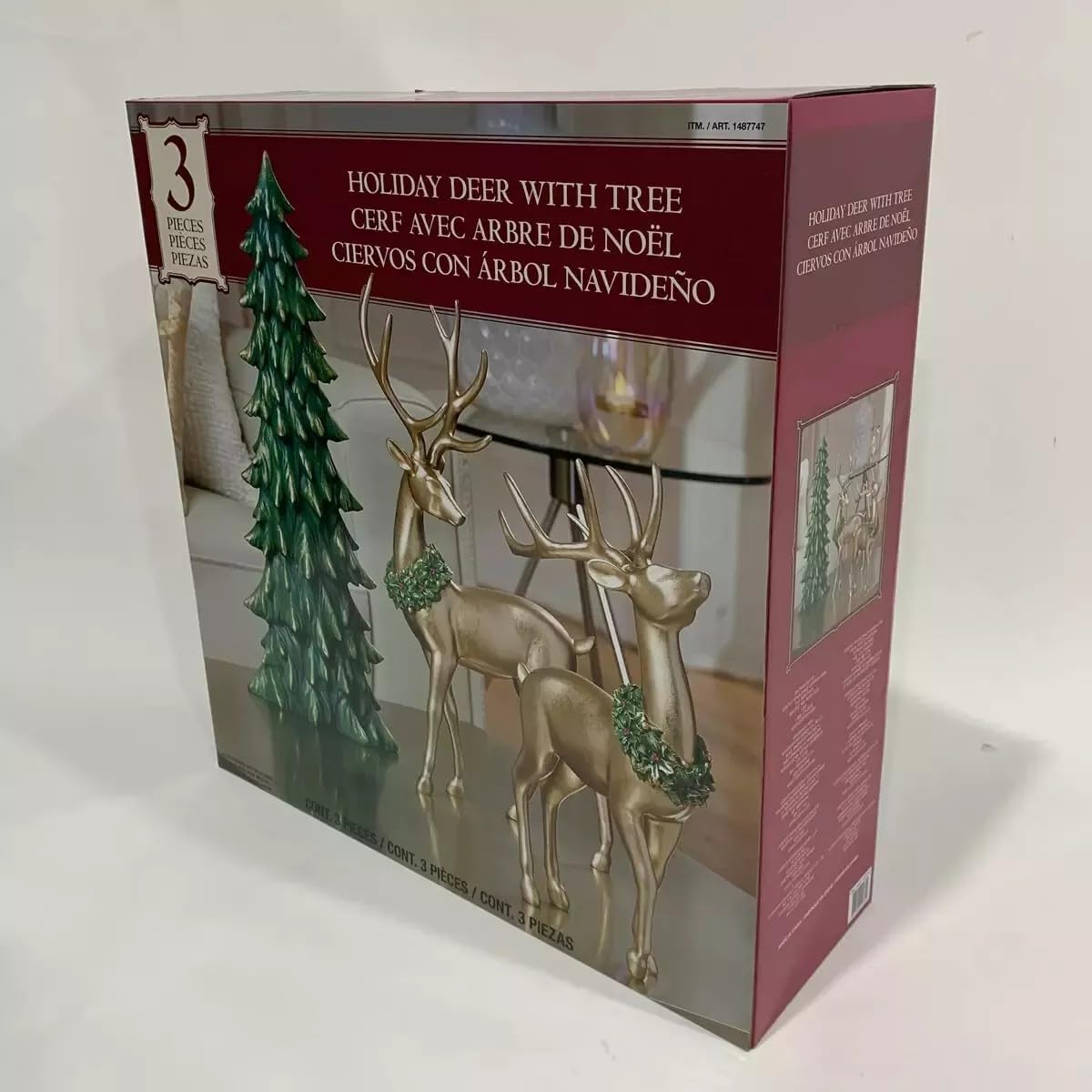Holiday Deer with Tree, 3-Piece Set