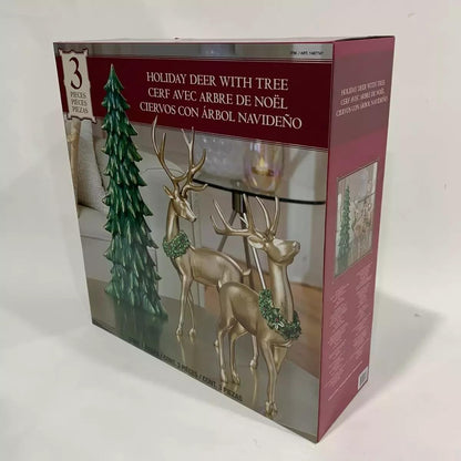 Holiday Deer with Tree, 3-Piece Set