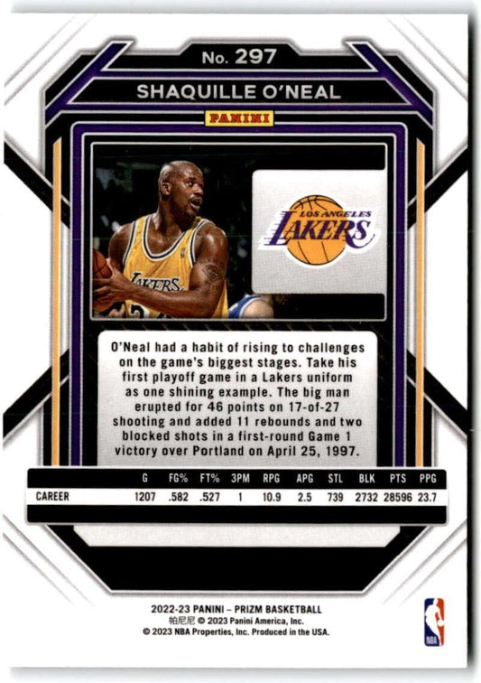 2022-23 Panini Prizm Shaquille O'Neal Base #297 Los Angeles Lakers - walk-of-famesports