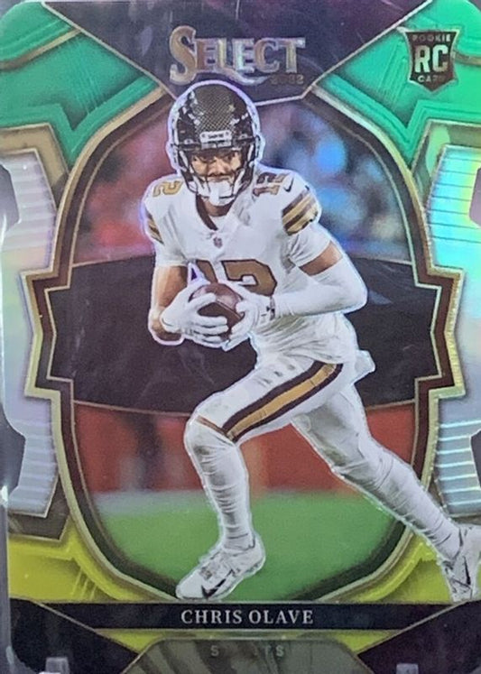 Chris Olave 2022 Panini Select Football #30 Green Yellow Prizm Die Cut Concourse