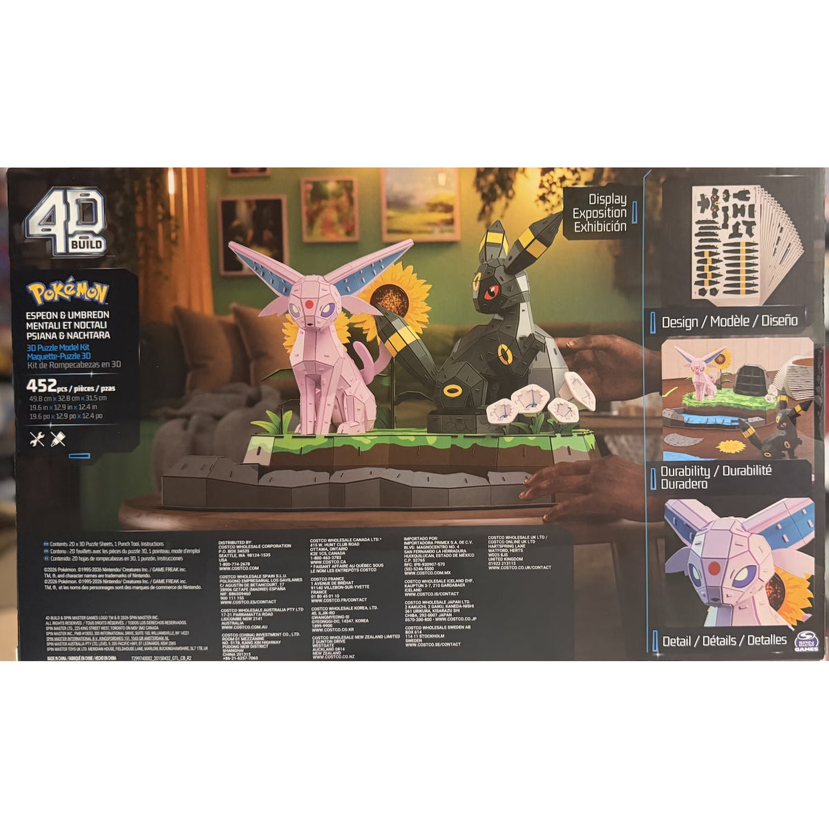4D Build Pokémon Espeon & Umbreon 3D Puzzle Kit, 452 Pieces – Open Box