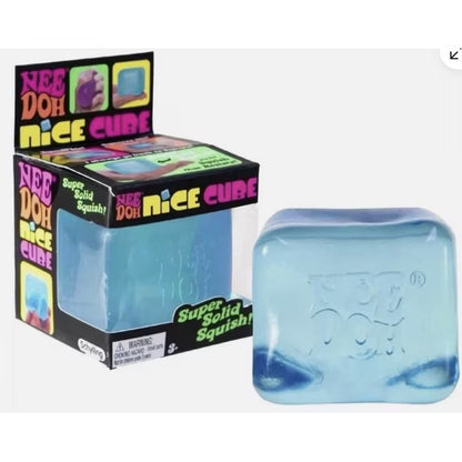 NeeDoh Nice Cube Super Solid Squish Stress Ball, Blue (1 Piece)