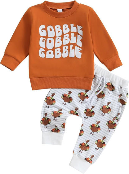 Engofs Baby Halloween Spooky Print Pajama Set, Rust Orange, 0-6 Months