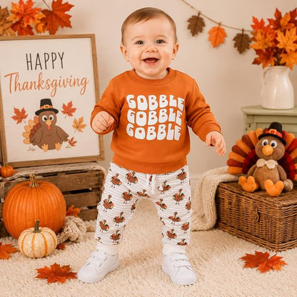 Engofs Baby Halloween Spooky Print Pajama Set, Rust Orange, 0-6 Months