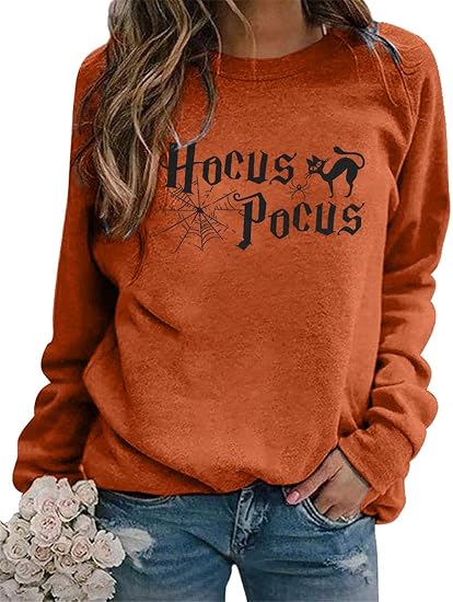 Halloween Sweatshirt for Women Hocus Pocus Sweatshirts Black Cat Size XL