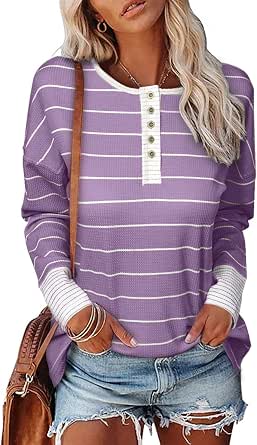 EVALESS Women's V-Neck Long Sleeve Loose Pullover Sweater - Small