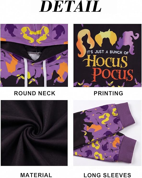 Halloween Sweatshirts for Women Hocus Pocus Hoodies Long Sleeve Size Large