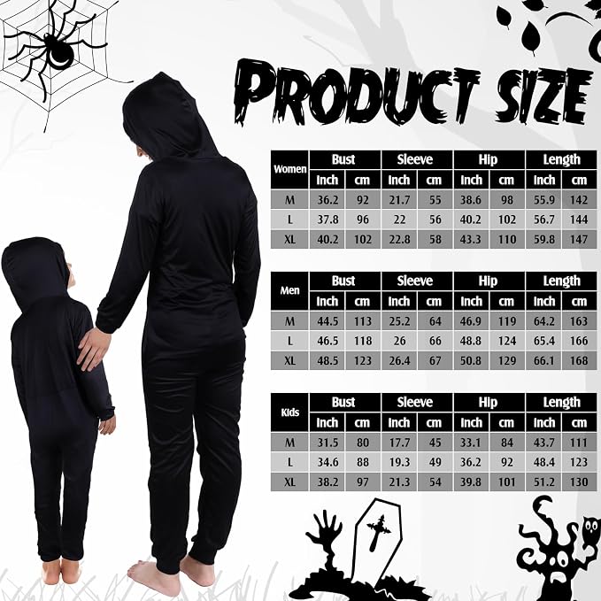 Liitrsh Men's Halloween Skeleton Hooded Jumpsuit Costume