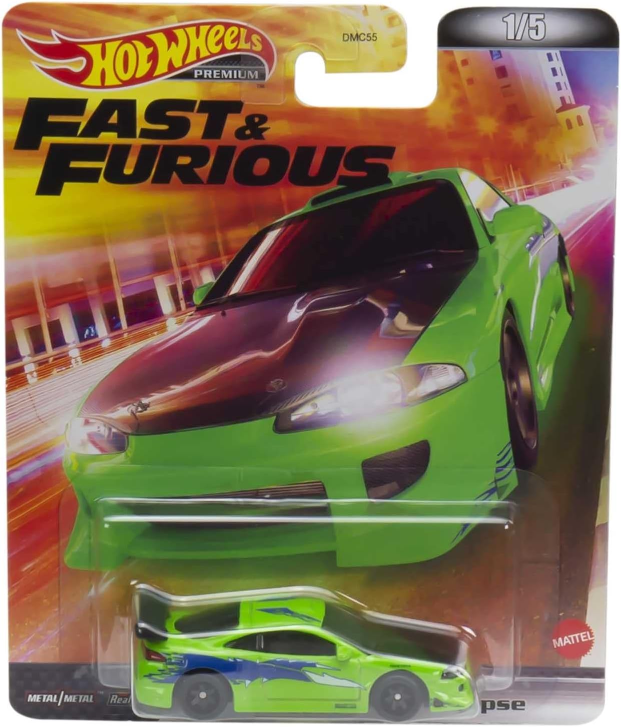 Hot Wheels Retro Entertainment Fast & Furious Case L Nissan Skyline (BNR34), Mitsubishi Eclipse, Nissan 240SX, Acura NSX, Nissan Skyline (BCNR33)
