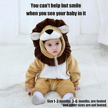 Baby Toddler Lion Hooded Flannel Romper Halloween Costume, 12-18 Months