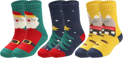 Christmas Socks Kid Sock Ultra Thick Warm Socks Boy and Girl winter Socks Cotton Crew Socks 3 Pairs