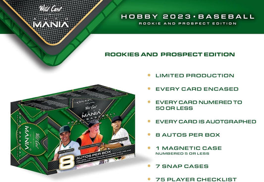 2023 WILD CARD AUTO MANIA BASEBALL FACTORY SEALED BOX 8 AUTOS ROOKIE & PROSPECTS