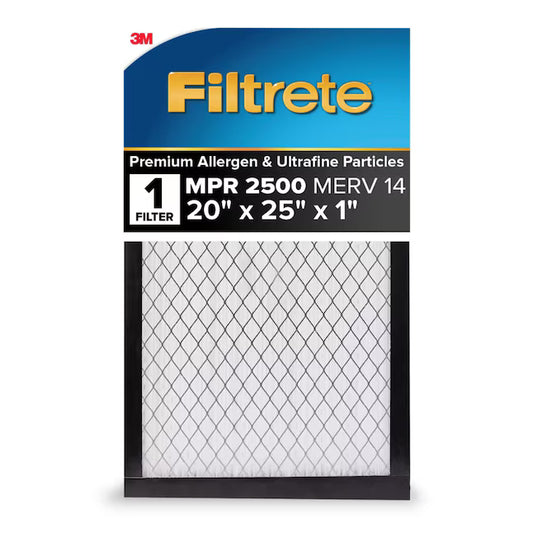 3M 2500 Series Filtrete 20x25x1 Filter MPR 2500 MERV 14, 3-pack