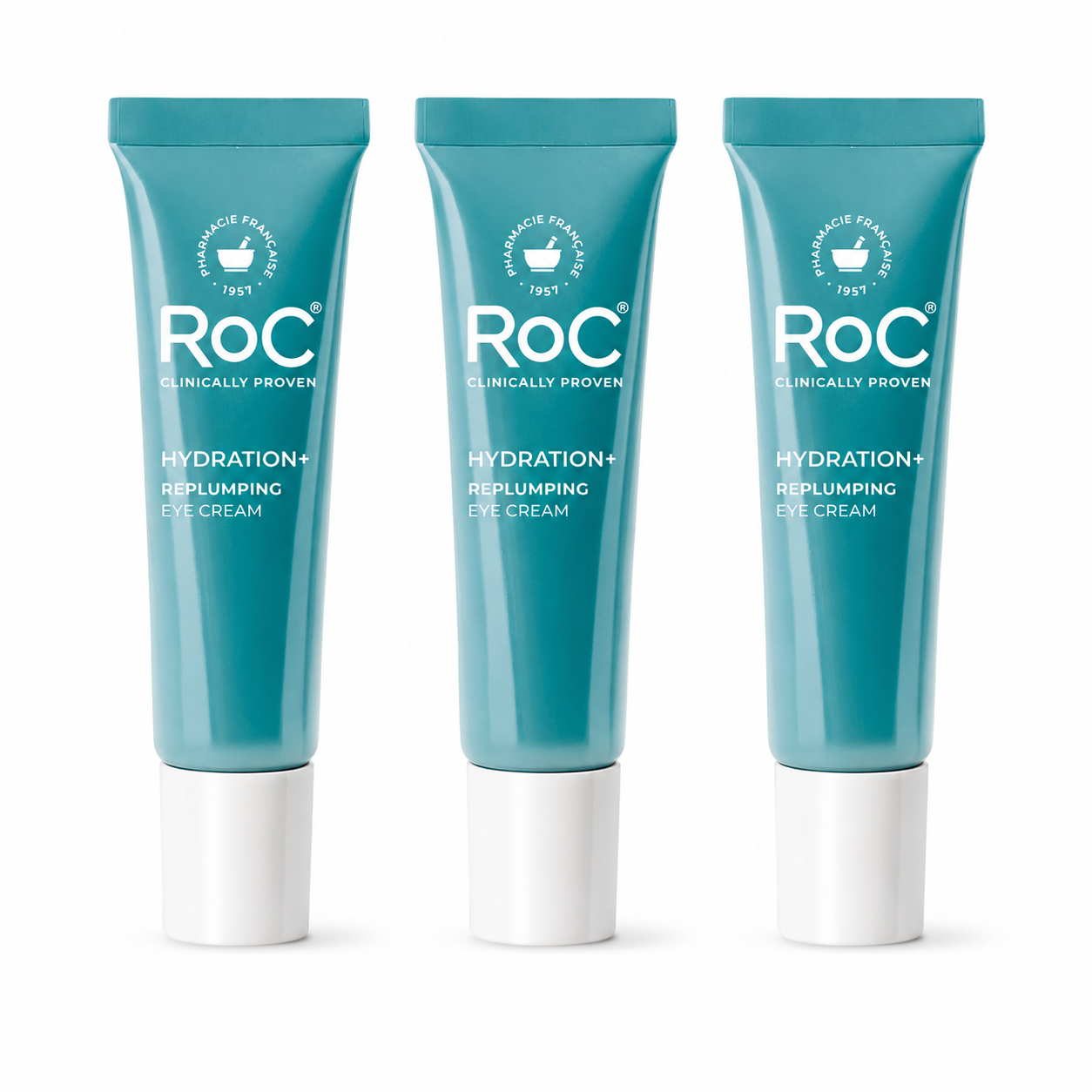 RoC Hydration+ Replumping Eye Cream with Hyaluronic Acid, Caffeine & Peptides, 3-Pack (0.6 oz Each)