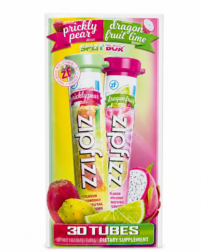ZipFizz Prickly Pear & Dragon Fruit Combo Pack B12 Energy 29 Ct