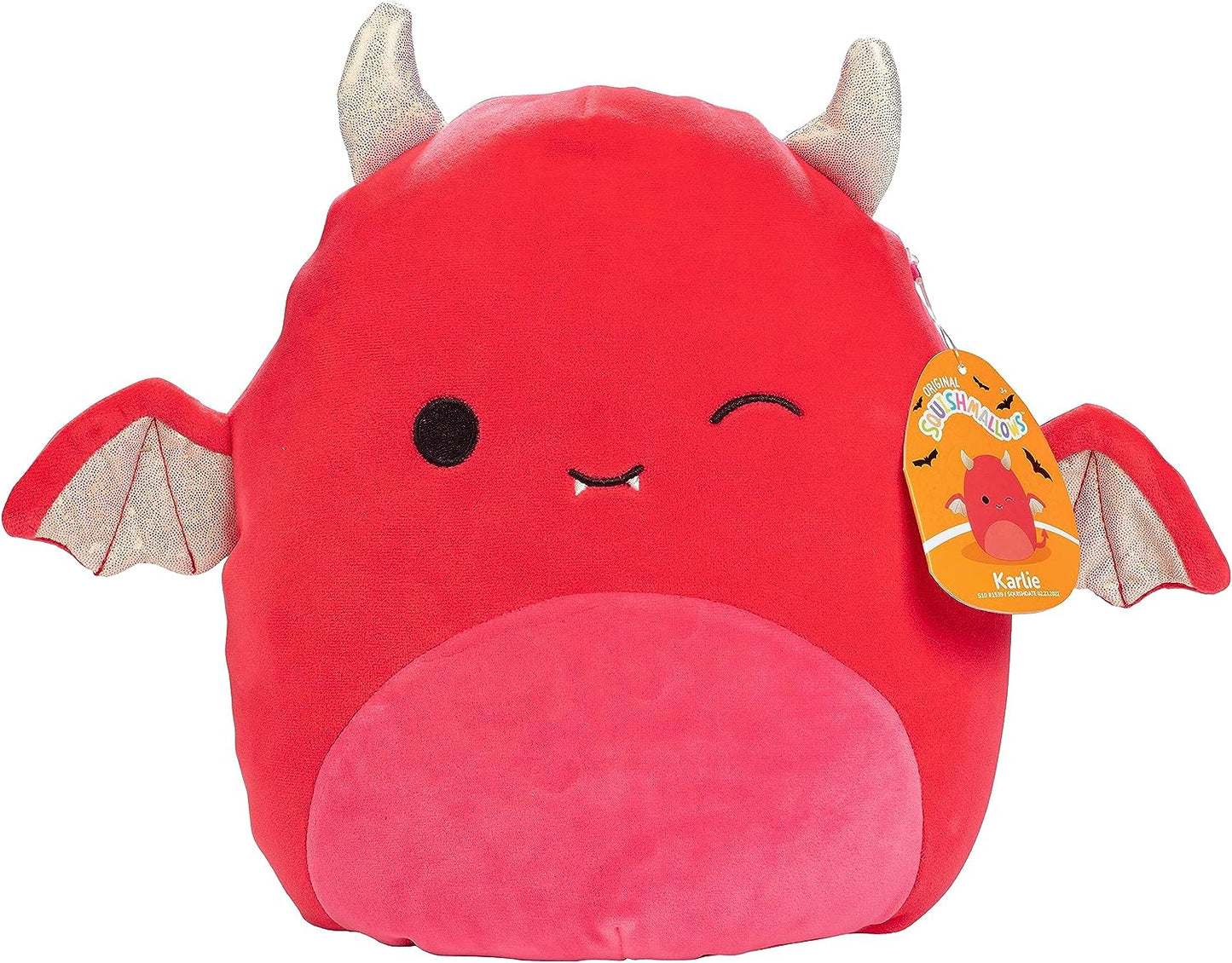 Squishmallows Karlie the Devil Bat Winking Eye with Gold Shimmering Horns & Wings 12" 2023 Halloween Collection Stuffed Plush - walk-of-famesports