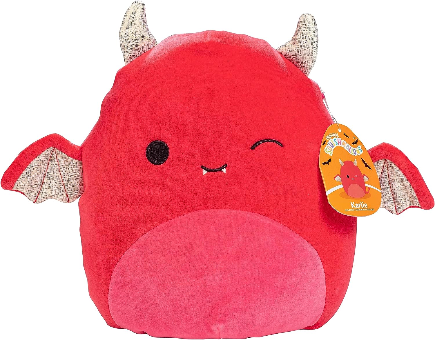 Squishmallows Karlie the Devil Bat Winking Eye with Gold Shimmering Horns & Wings 12" 2023 Halloween Collection Stuffed Plush - walk-of-famesports