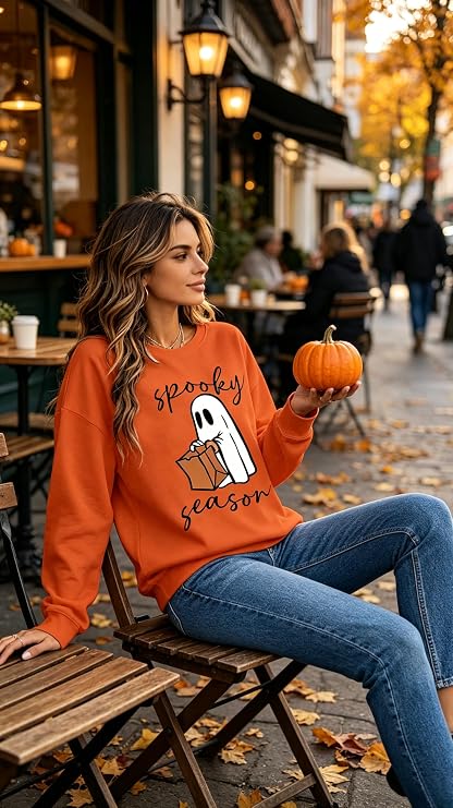 Women's Halloween Spooky Season Sweatshirt Size Large