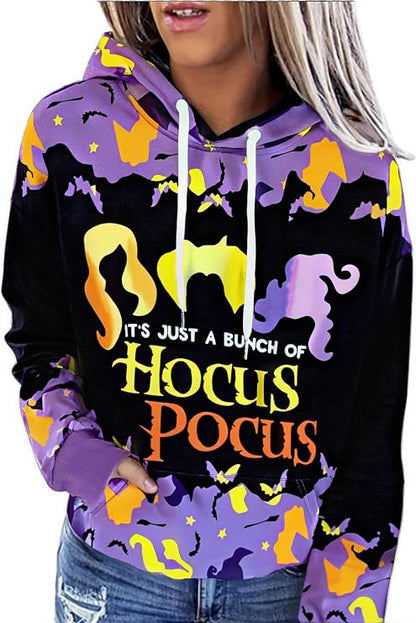 Halloween Sweatshirts for Women Hocus Pocus Hoodies Long Sleeve Size Large