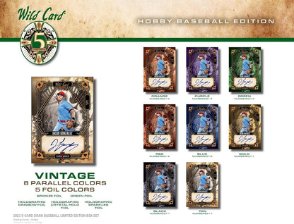 Wild Card 2022 Five Card Draw Baseball Hobby Box 5 Autographs Per Box Including a 1/1