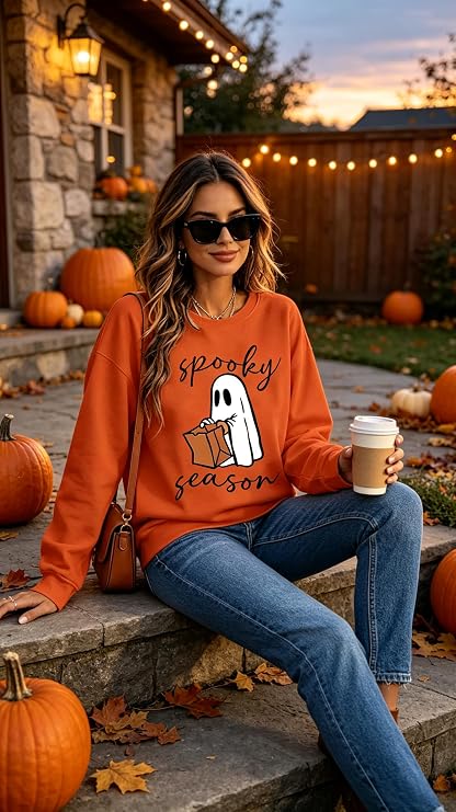 Women's Halloween Spooky Season Sweatshirt Size Large