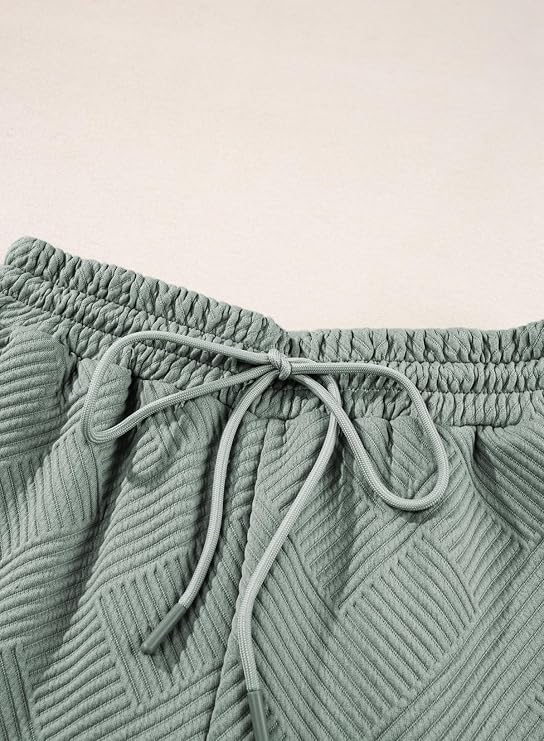 SHEWIN Women's 2-Piece Polo Lounge Set - Collared V-Neck Top & Pants, Green
