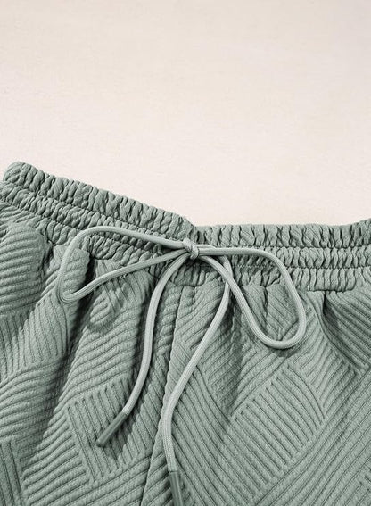 SHEWIN Women's 2-Piece Polo Lounge Set - Collared V-Neck Top & Pants, Green