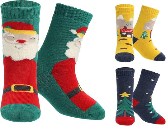 Christmas Socks Kid Sock Ultra Thick Warm Socks Boy and Girl winter Socks Cotton Crew Socks 3 Pairs