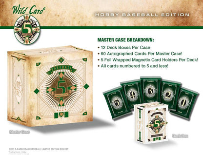 Wild Card 2022 Five Card Draw Baseball Hobby Box 5 Autographs Per Box Including a 1/1