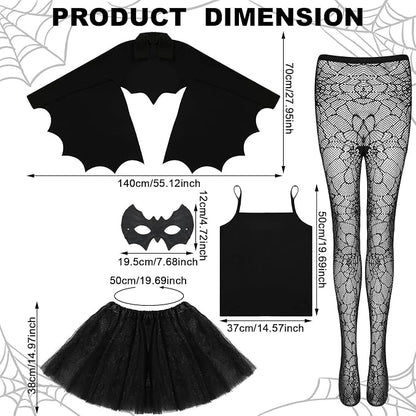 5-Piece Halloween Bat Costume Set for Women