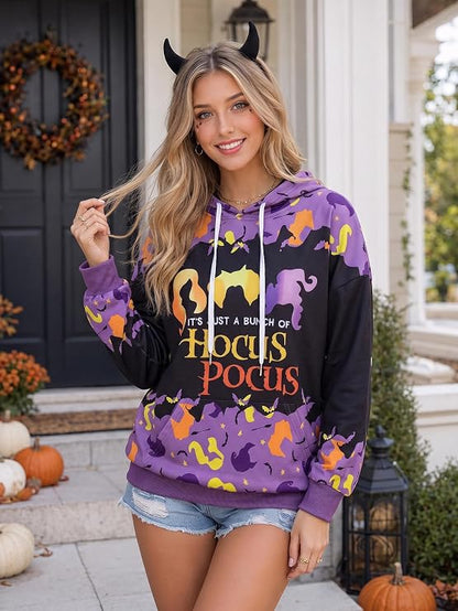 Halloween Sweatshirts for Women Hocus Pocus Hoodies Long Sleeve Size Large