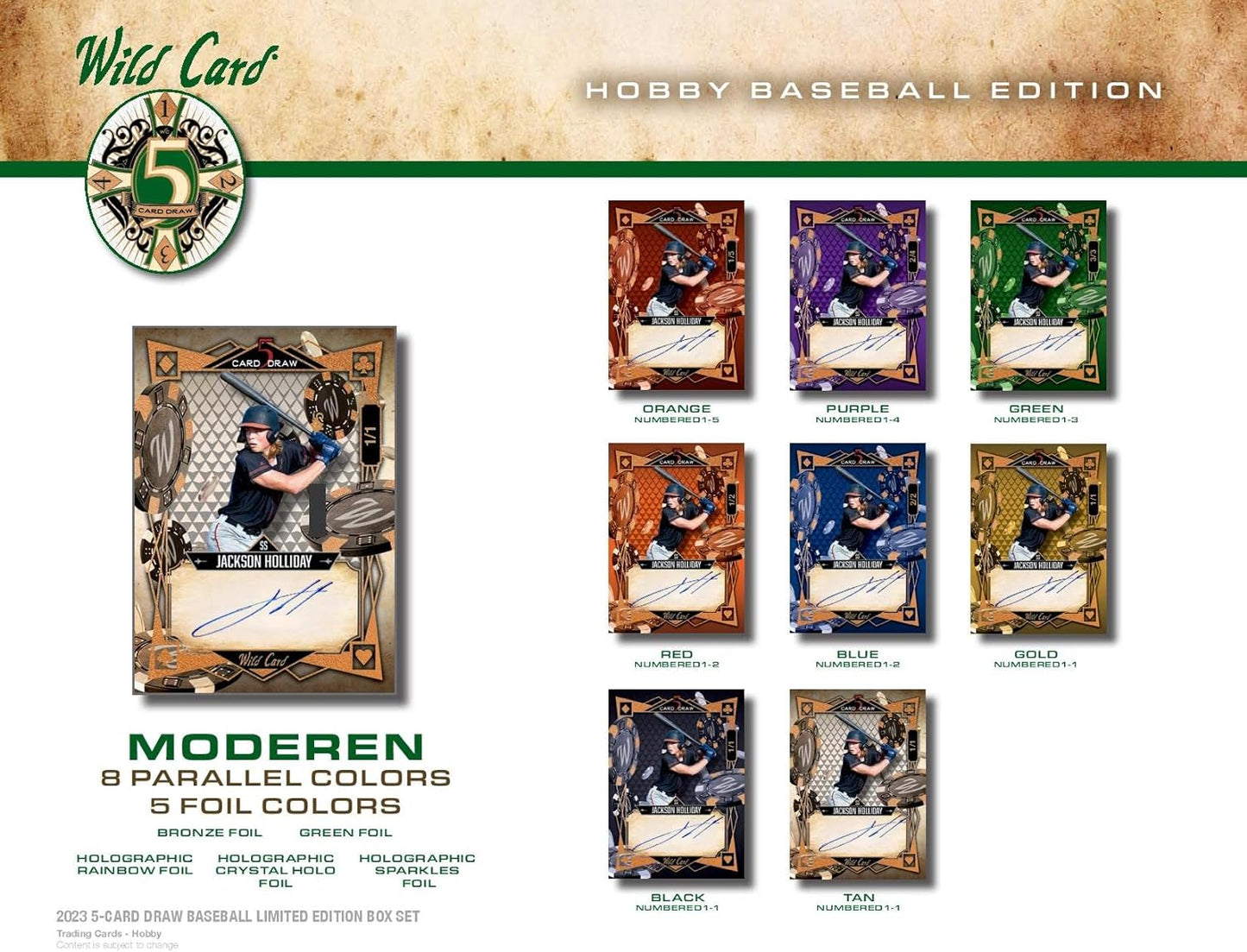 Wild Card 2022 Five Card Draw Baseball Hobby Box 5 Autographs Per Box Including a 1/1