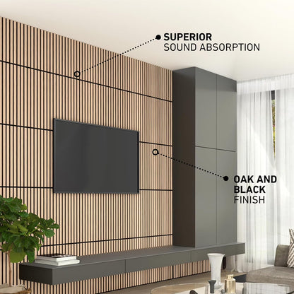 Artika Sonolok Sound-Absorbing Panel Kit, Oak and Black, 15.5 Sq Ft (4 Panels)