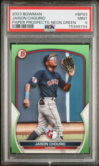 2023 Bowman Jaison Chourio #BP-83 Green Paper Parallel 189/399 Guardians Prospect