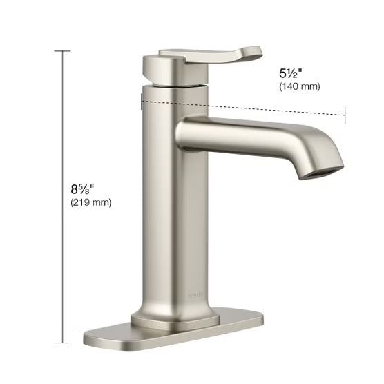 Kohler Cordate Single-Handle Bathroom Faucet, Brushed Nickel