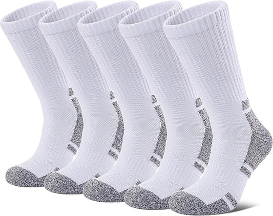 Womens Socks Athletic Hiking Running Walking Thick Cushioned Compression Crew Socks 5 Pairs
