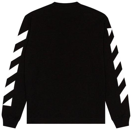 OFF-WHITE Diagonal Helvetica Long Sleeve T-Shirt Black/White Size Medium