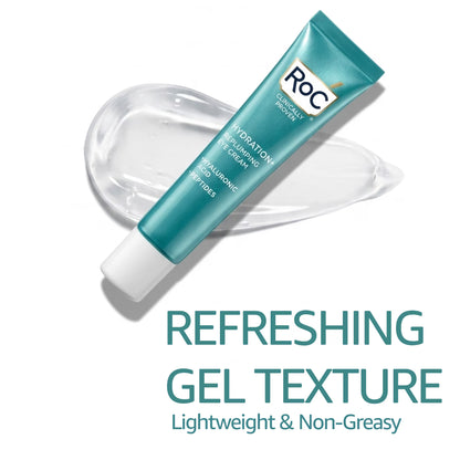 RoC Hydration+ Replumping Eye Cream with Hyaluronic Acid, Caffeine & Peptides, 3-Pack (0.6 oz Each)