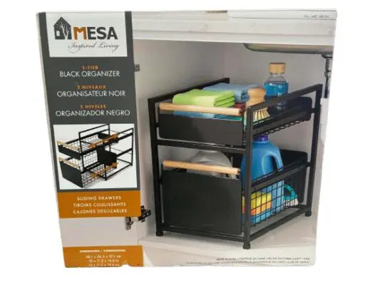 Mesa 2-Tier Organizer with Sliding Drawers - Black