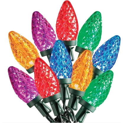 Sylvania Stay-Lit C9 Faceted LED Christmas Lights - Multicolor, 2 x 50-Count
